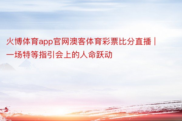 火博体育app官网澳客体育彩票比分直播 | 一场特等指引会上的人命跃动