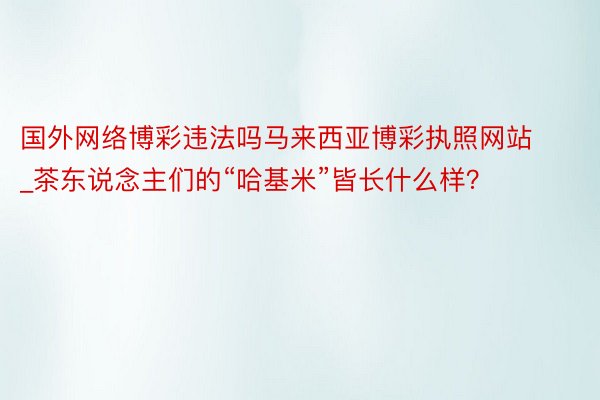 国外网络博彩违法吗马来西亚博彩执照网站_茶东说念主们的“哈基米”皆长什么样？